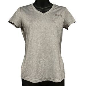 Fila Heather Gray V-Neck Workout Shirt Girl’s Large 14-16